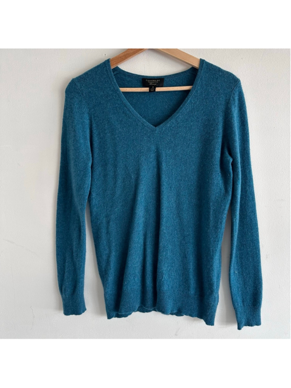 Teal Cashmere V-Neck Sweater M